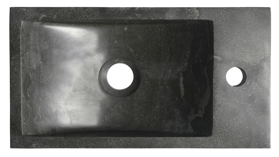 BLOK umywalka kamienna 40x22cm, bateria z prawej strony, antracyt