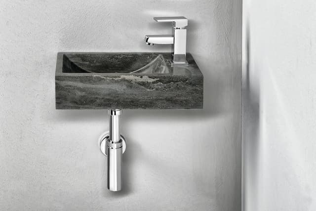 BLOK umywalka kamienna 40x22cm, bateria z prawej strony, antracyt