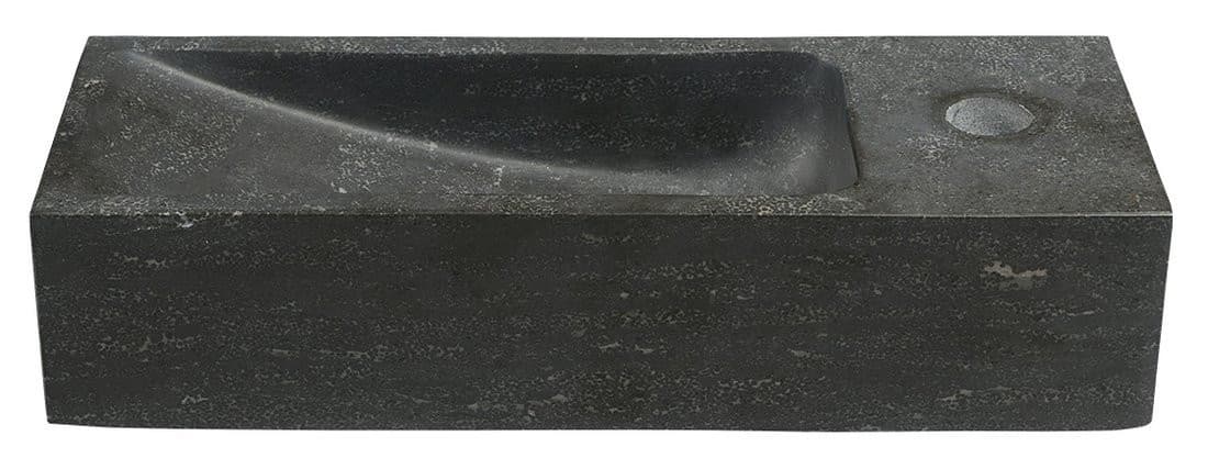 BLOK umywalka kamienna 38x14cm, bateria z prawej strony, antracyt