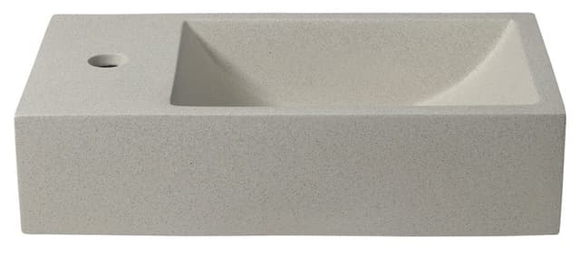 CREST L umywalka betonowa z odpływem, 40x22cm, biały piaskowiec