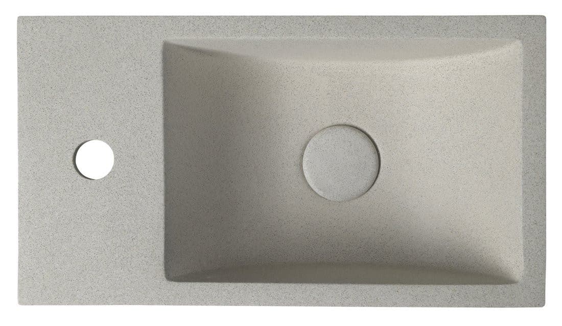 CREST L umywalka betonowa z odpływem, 40x22cm, biały piaskowiec