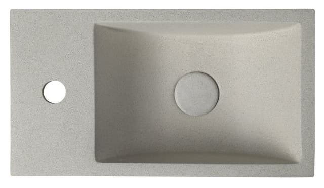 CREST L umywalka betonowa z odpływem, 40x22cm, biały piaskowiec