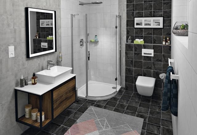 SKARA szafka pod umywalkę 80x49,5x46,5cm, czarny mat/dąb Collingwood