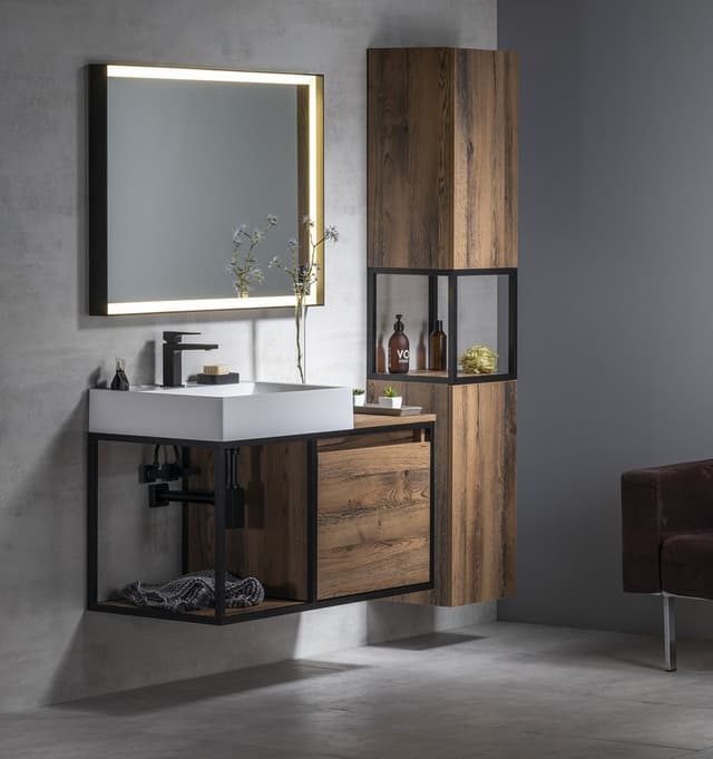 SKARA szafka pod umywalkę 100x49,5x46,5cm, czarny mat/dąb Collingwood