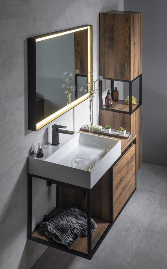 SKARA szafka pod umywalkę 100x49,5x46,5cm, czarny mat/dąb Collingwood