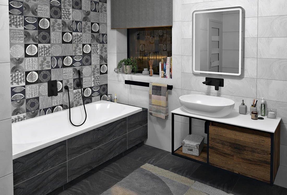 SKARA szafka pod umywalkę 100x49,5x46,5cm, czarny mat/dąb Collingwood