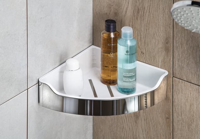 SAMBA półka narożna prysznicowa, 218x63x218mm, stal nierdzewna polerowana