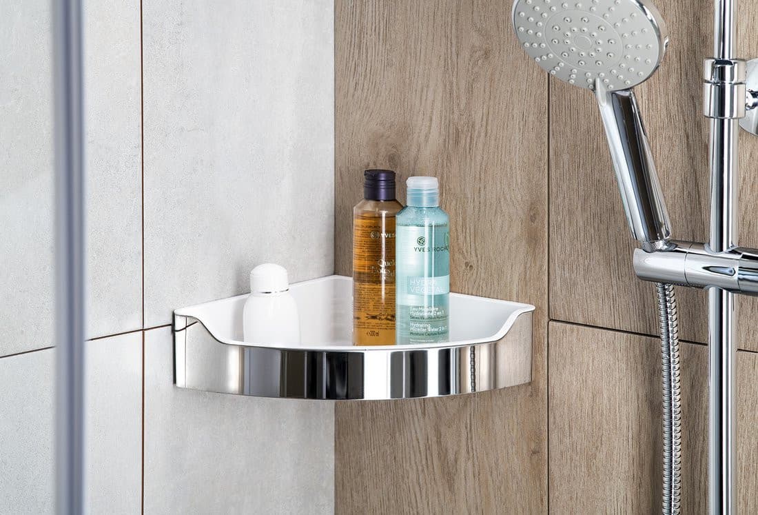 SAMBA półka narożna prysznicowa, 218x63x218mm, stal nierdzewna polerowana