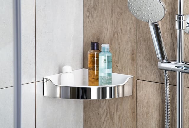 SAMBA półka narożna prysznicowa, 218x63x218mm, stal nierdzewna polerowana