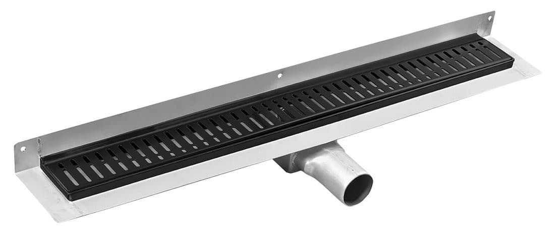 MANUS ONDA odpływ liniowy ze stali nierdzewnej z rusztem, naścienne, L-650, DN50, czarny mat