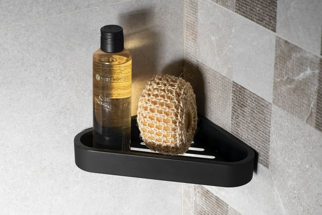 SMART półka narożna do kabiny prysznicowej, 170x30x170mm, czarny mat