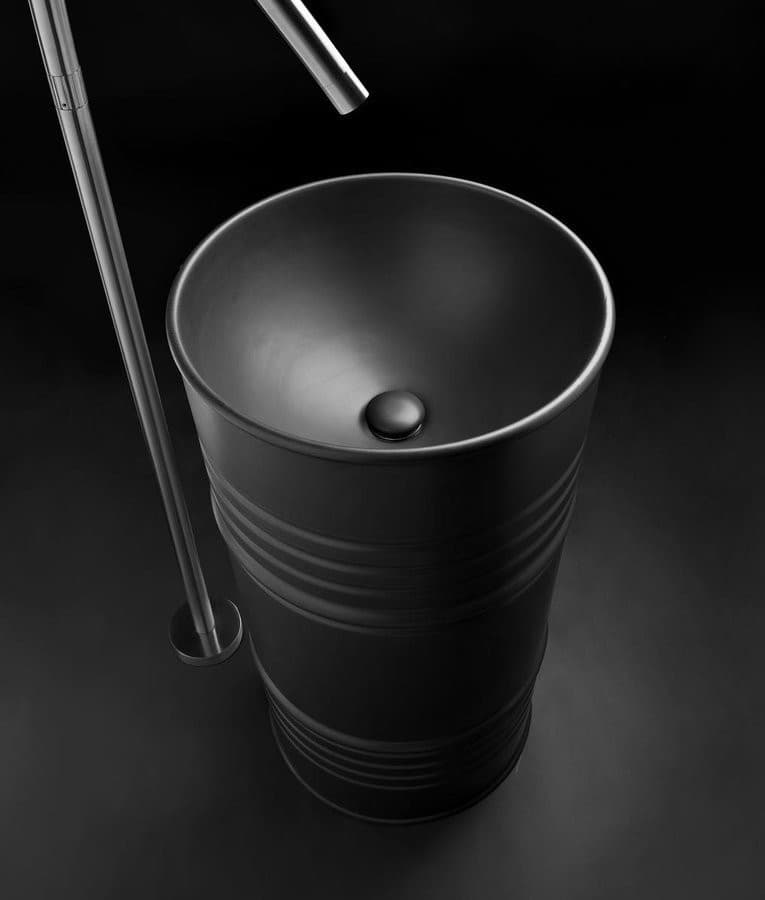 BARREL umywalka ceramiczna wolnostojąca 42x90x42cm, czarny mat