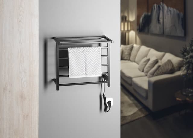 ELZOR elektryczna suszarka na ręczniki 500x470 mm, 60 W, czarny mat