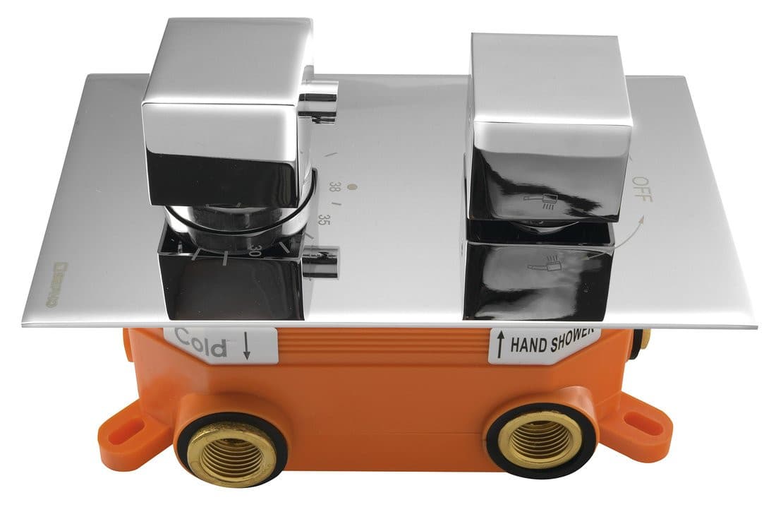 LATUS bateria podtynkowa termostatyczna, 2 wyjścia, box podtynkowy, chrom