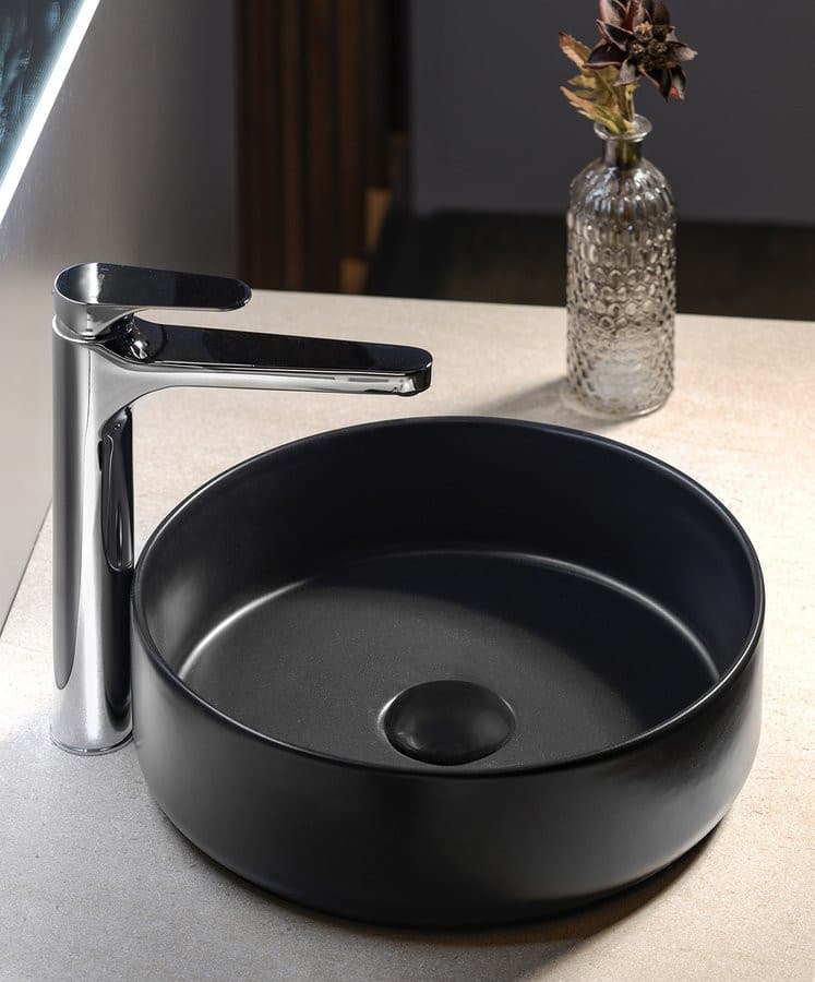 Korek umywalkowy 5/4“, klik-klak, grzybek ceramiczny, 10-50mm, czarny mat