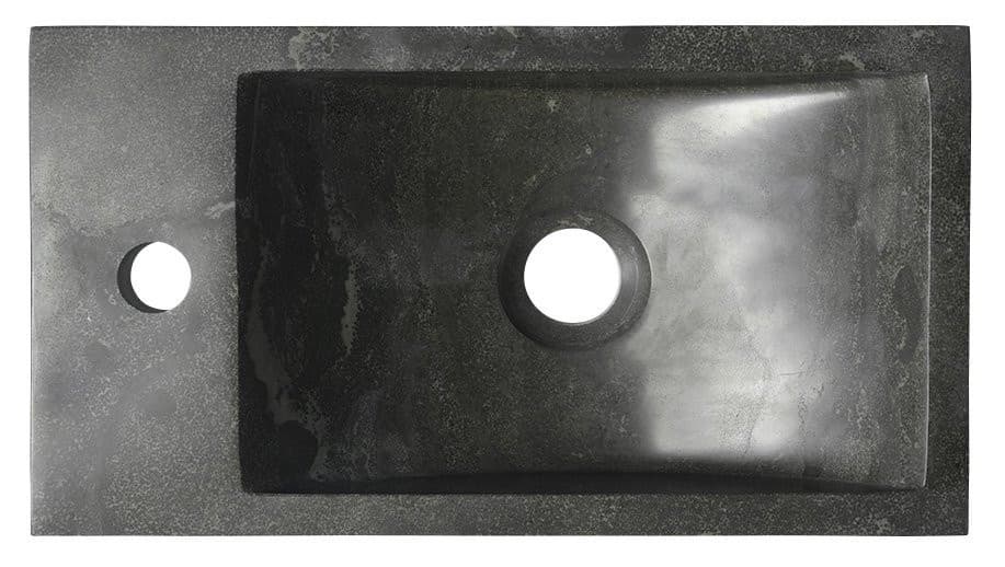BLOK umywalka kamienna 40x22cm, bateria z lewej strony, antracyt