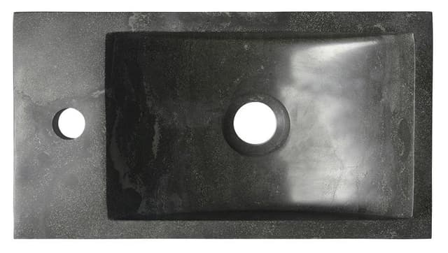 BLOK umywalka kamienna 40x22cm, bateria z lewej strony, antracyt