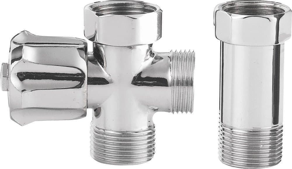 Zawór pralki przed baterią ścienną z zaworem zwrotnym 3/4"x3/4", chrom