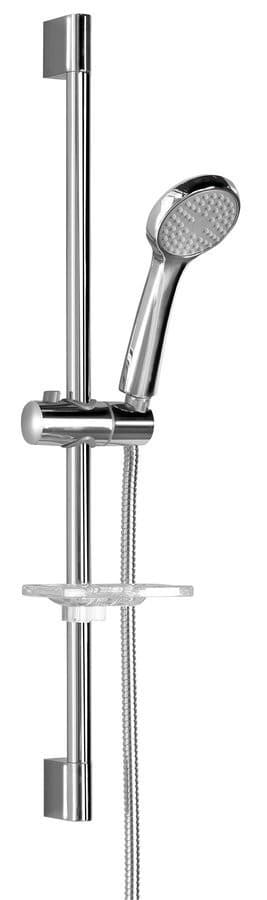 Zestaw prysznicowy z mydelniczką, uchwyt przesuwny 645mm, wąż 1500mm, chrom