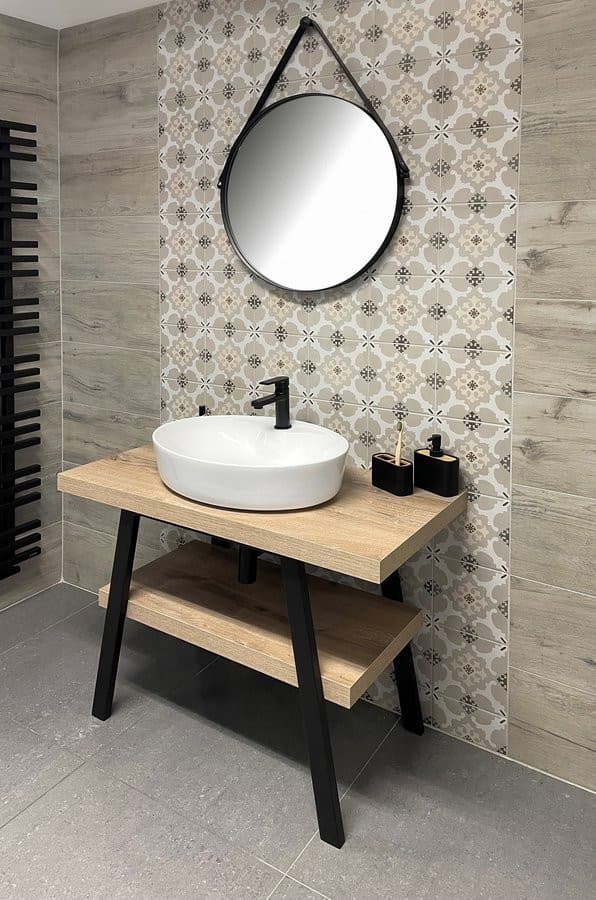 TWIGA konsola pod umywalkę 100x72x50 cm, czarny mat/dąb Rover