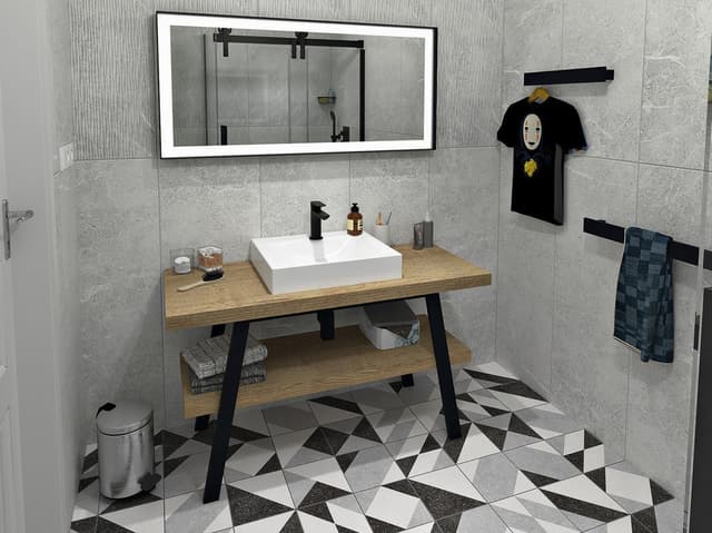 TWIGA konsola pod umywalkę 110x72x50 cm, czarny mat/dąb Rover