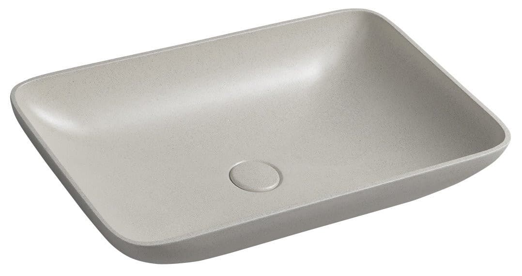 INFRANE umywalka betonowa z odpływem, 57x37cm, biały piaskowiec