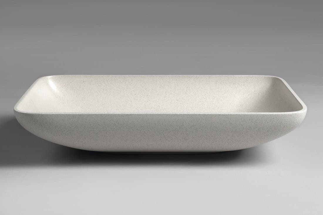 INFRANE umywalka betonowa z odpływem, 57x37cm, biały piaskowiec