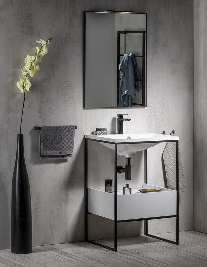 SKA konsola pod umywalkę z szufladą 750x850x460mm, czarny mat/biały połysk