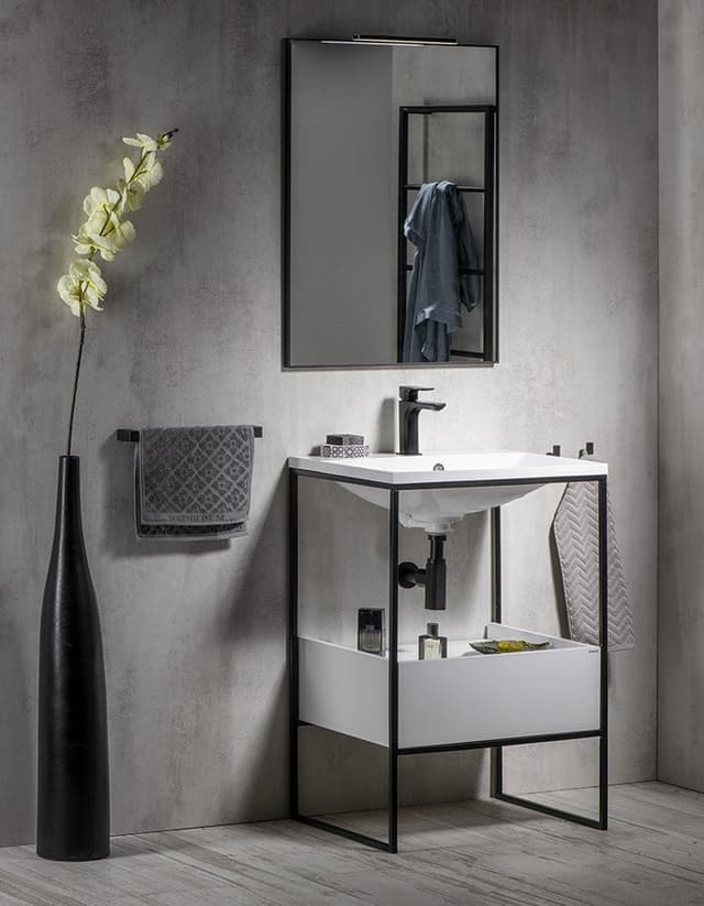 SKA konsola pod umywalkę z szufladą 750x850x460mm, czarny mat/biały połysk