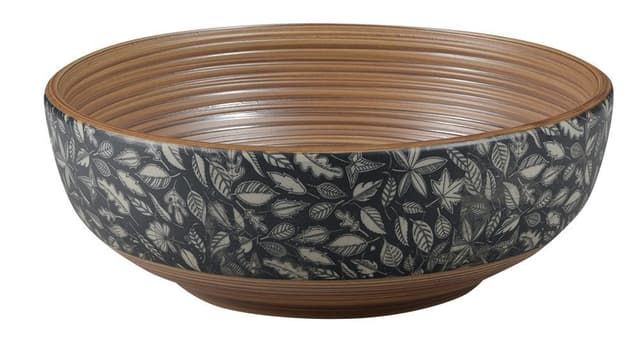 PRIORI umywalka ceramiczna nablatowa Ø 41 cm, brązowy z niebieskim wzorem