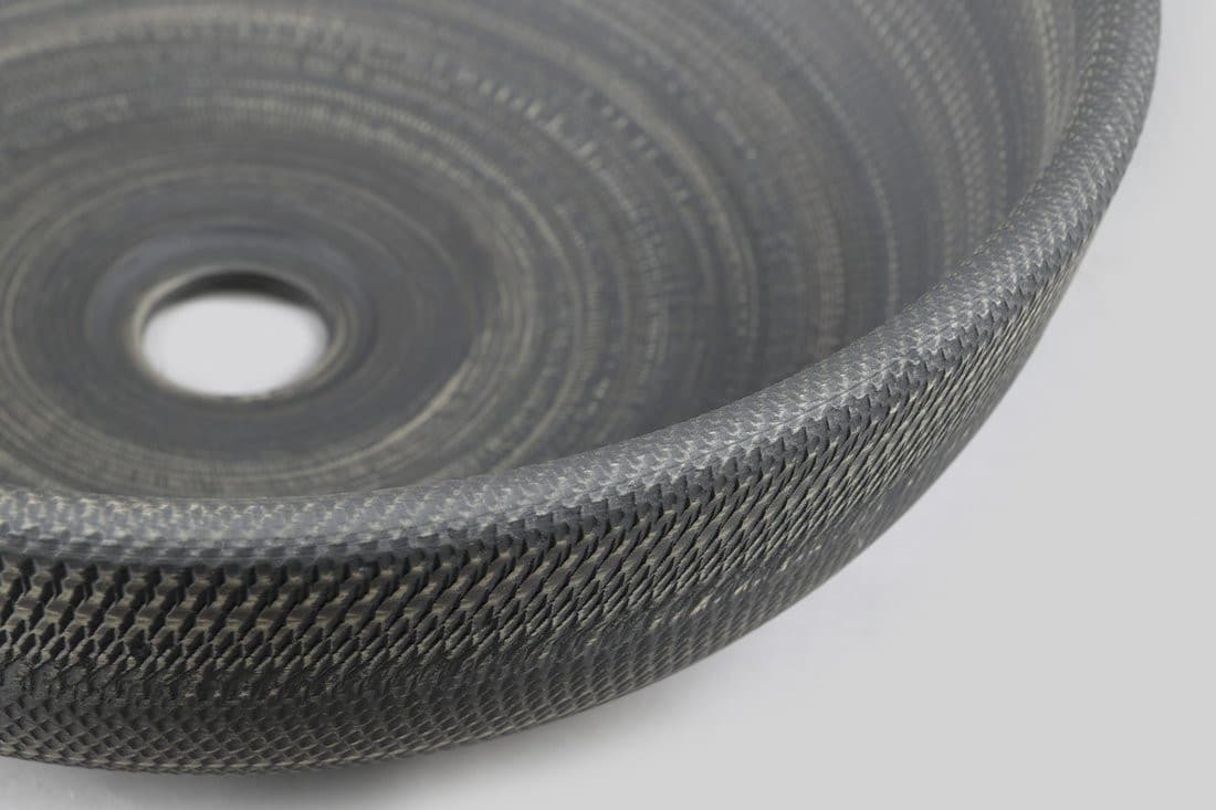 PRIORI umywalka ceramiczna nablatowa Ø 41 cm, szary ze wzorem