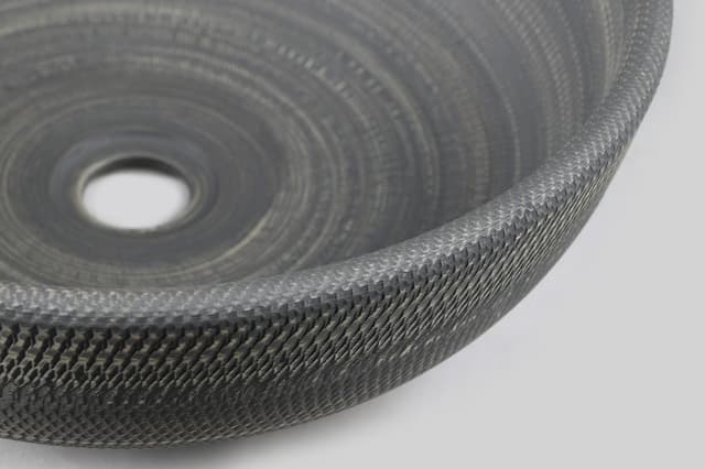 PRIORI umywalka ceramiczna nablatowa Ø 41 cm, szary ze wzorem