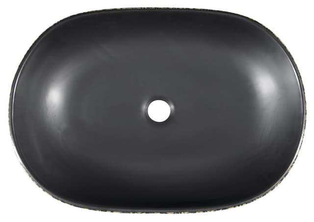 PRIORI umywalka ceramiczna nablatowa 60x40 cm, czarny z niebieskim wzorem