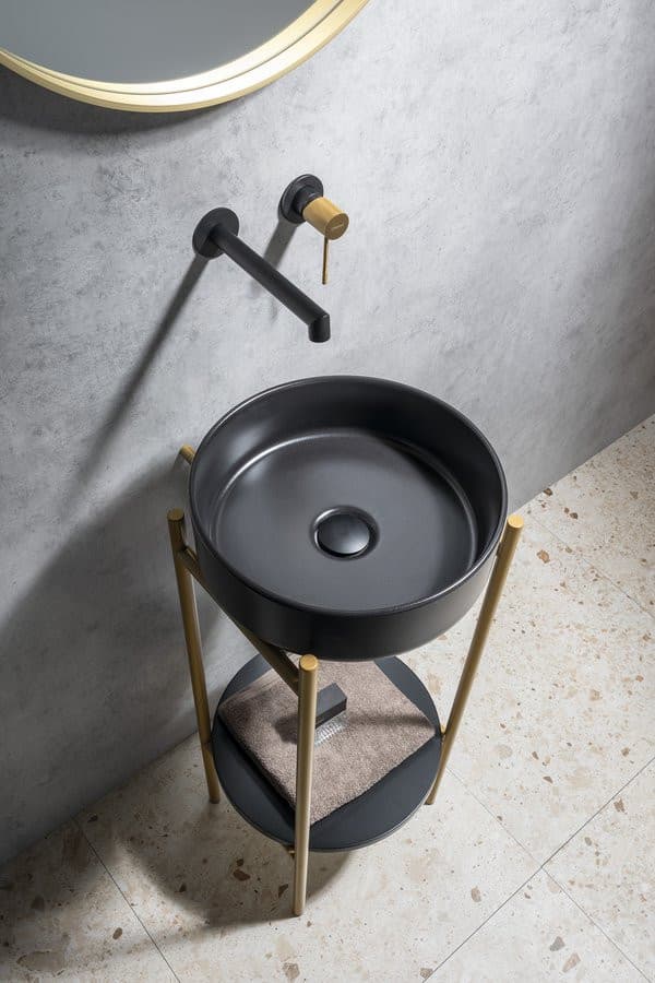 INFINITY ROUND umywalka ceramiczna nablatowa, Ø36cm, czarny mat