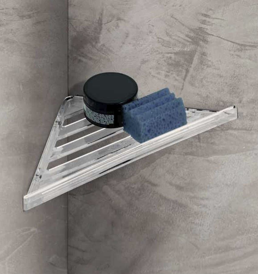 Półka narożna do kabiny prysznicowej, 230x30x230 mm ABS/przezroczysty