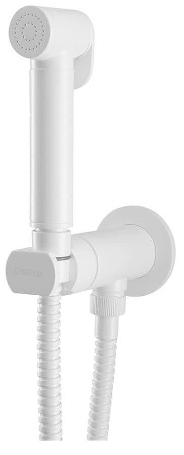 Bateria bidetowa podtynkowa ze słuchawką bidetową i wężem, głowica progresywna, biały mat