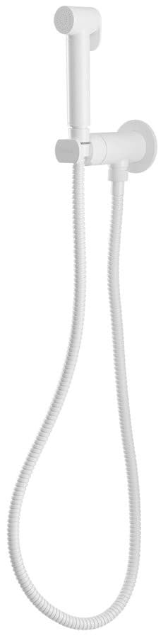 Bateria bidetowa podtynkowa ze słuchawką bidetową i wężem, głowica progresywna, biały mat