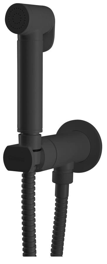 Bateria bidetowa podtynkowa ze słuchawką bidetową i wężem, głowica progresywna, czarny mat