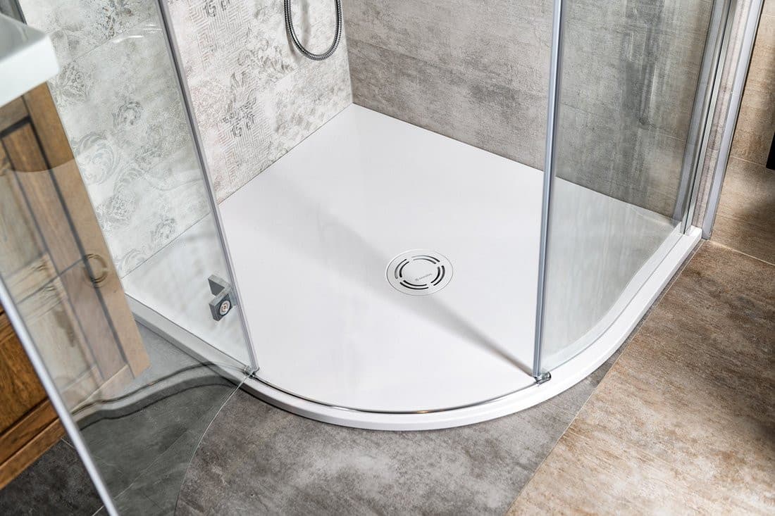 FLEXIA brodzik kompozytowy półokrągły, z możliwością docinania, 100x90cm, R550, lewa