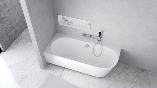 SUSSI L wanna przyścienna, narożna, kompozyt, 160x70x49,5cm, biały