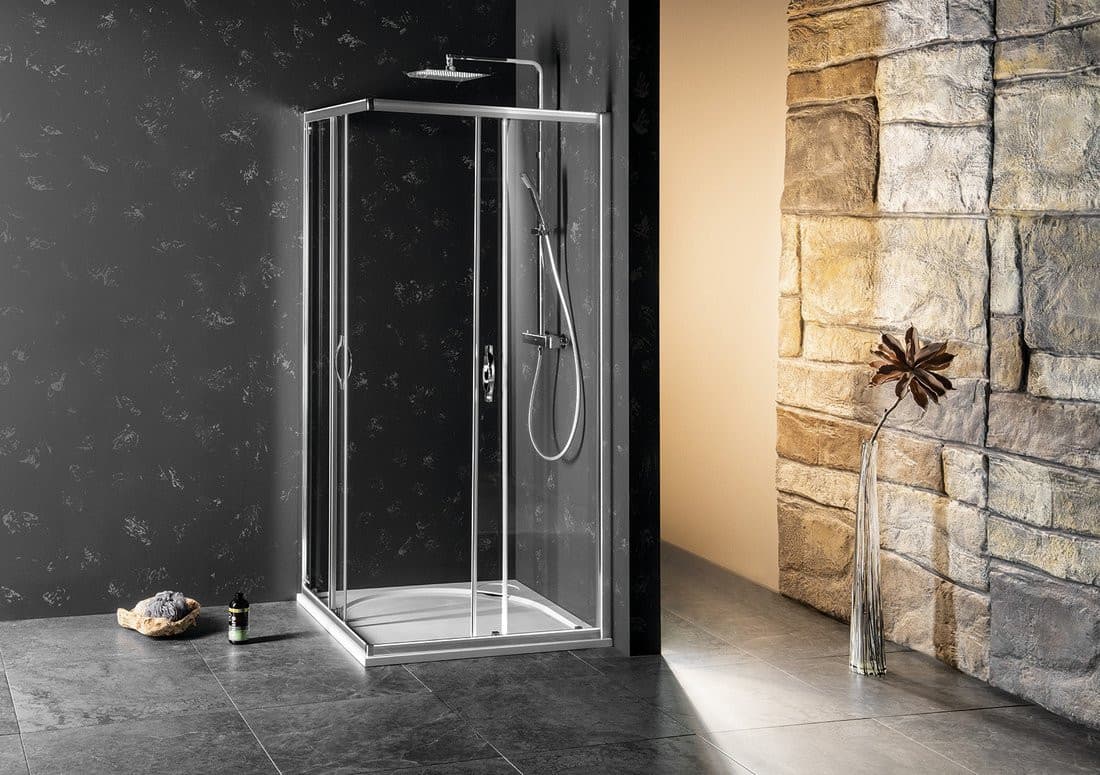 SIGMA SIMPLY kabina prysznicowa 900x900 mm, wejście z rogu, szkło Brick