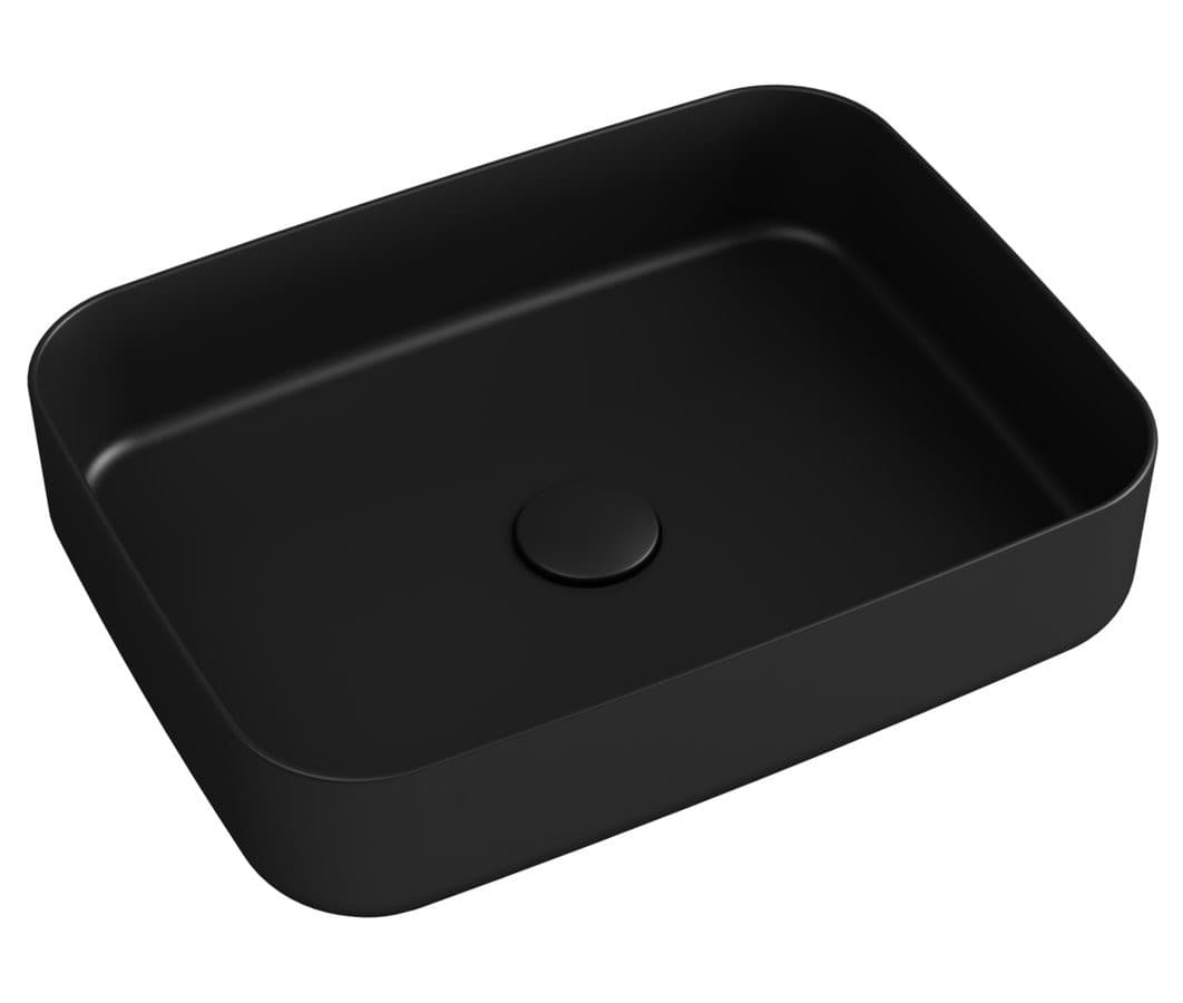 INFINITY RECTANGLE umywalka ceramiczna nablatowa 50x36cm, czarny mat