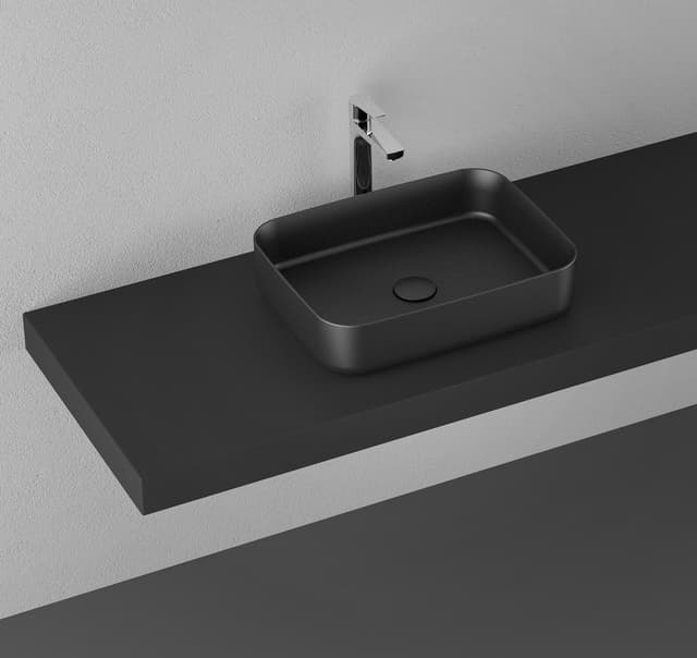 INFINITY RECTANGLE umywalka ceramiczna nablatowa 50x36cm, czarny mat