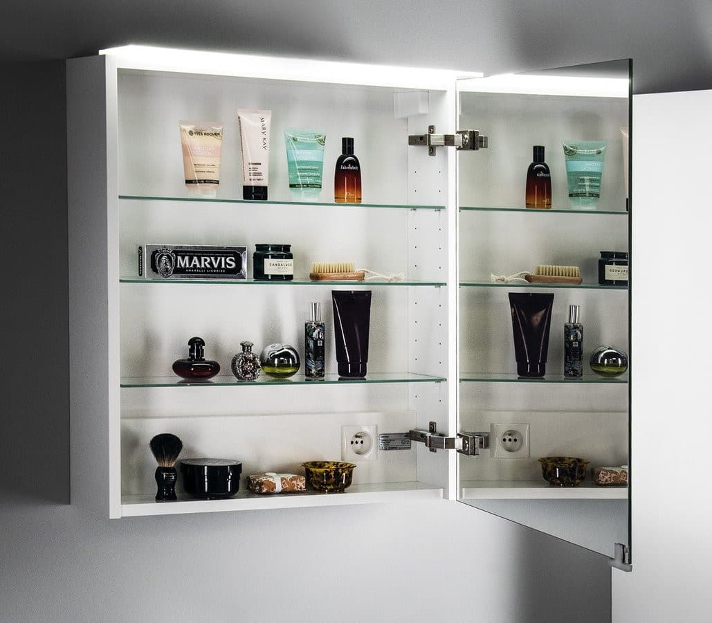 LINEX szafka z lustrem, oświetlenie LED, 60x70x15cm, lewa/prawa, biała