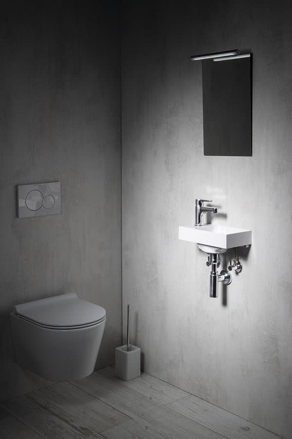 PICCOLINO umywalka kompozytowa, 30,8x17cm, bateria w lewo, biały