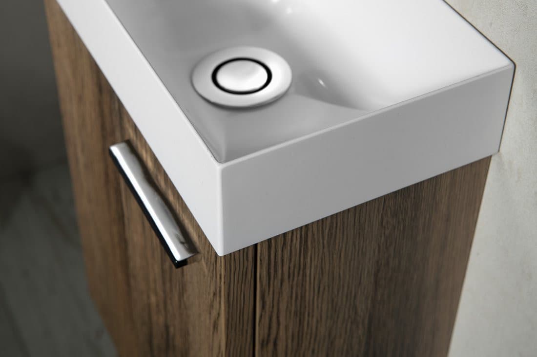 PICCOLINO umywalka kompozytowa, 30,8x17cm, bateria w lewo, biały