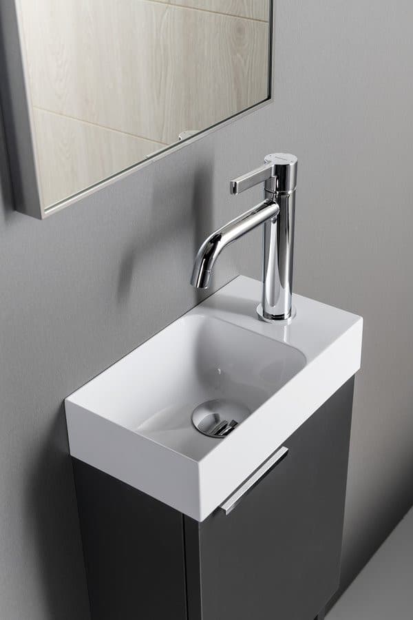 PICCOLINO umywalka kompozytowa, 30,8x17cm, bateria z prawej strony, biały