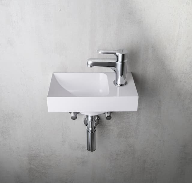 PICCOLINO umywalka kompozytowa, 30,8x17cm, bateria z prawej strony, biały