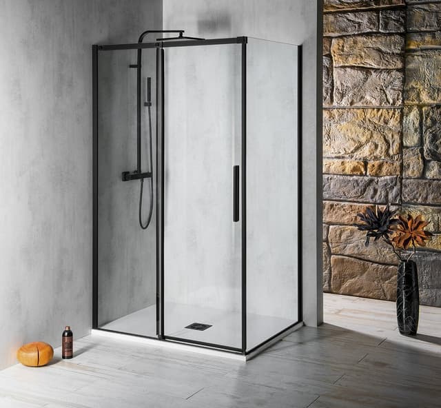 ALTIS BLACK ścianka boczna 800mm, szkło czyste, wysokość 2000mm, szkło czyste