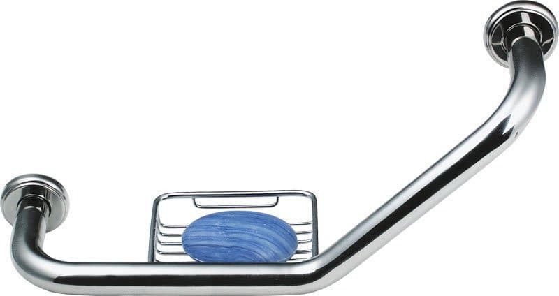 Poręcz z mydelniczką, 400x250x120 mm, stal nierdzewna polerowana